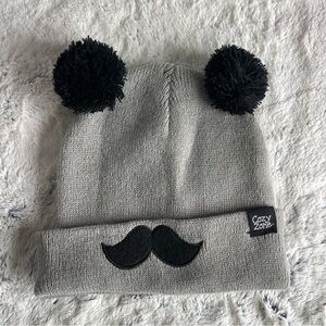 Cozy Zone Black Moustache Gray and Black Unisex Beanie